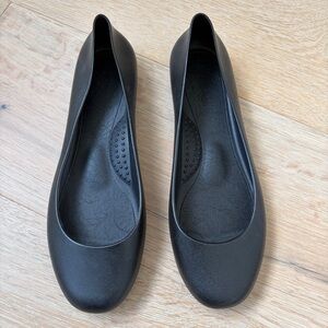 Oka-Bashi Georgia Black Comfort Flats Sz 10 Ballet Slip On Shoes New USA Jelly